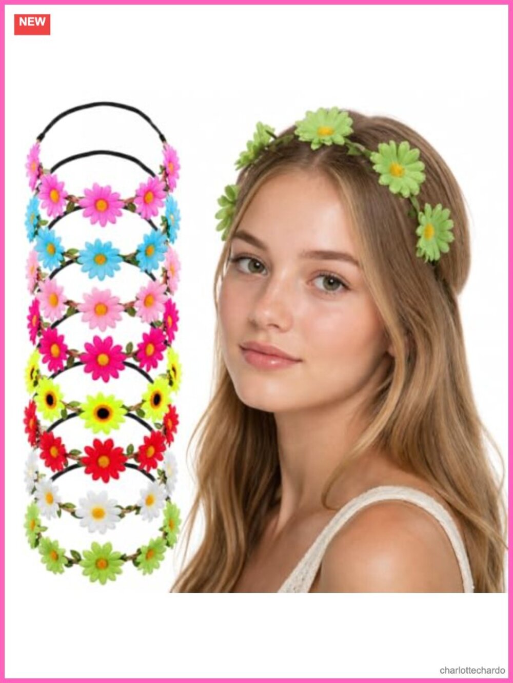 8Pc Flower Headband Set Non-woven Fabric Boho Crowns for Women Girls